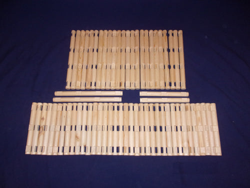 2, 3, and 4-notch cabin-building logs, 100 pieces, handmade