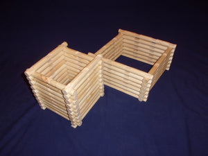 3 and 4-notch cabin-building logs, 64-pieces, handmade