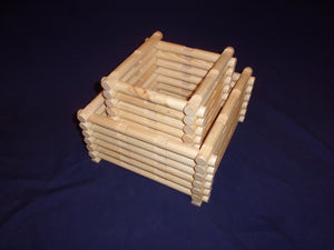 2, 3, and 4-notch cabin-building logs, 100 pieces, handmade